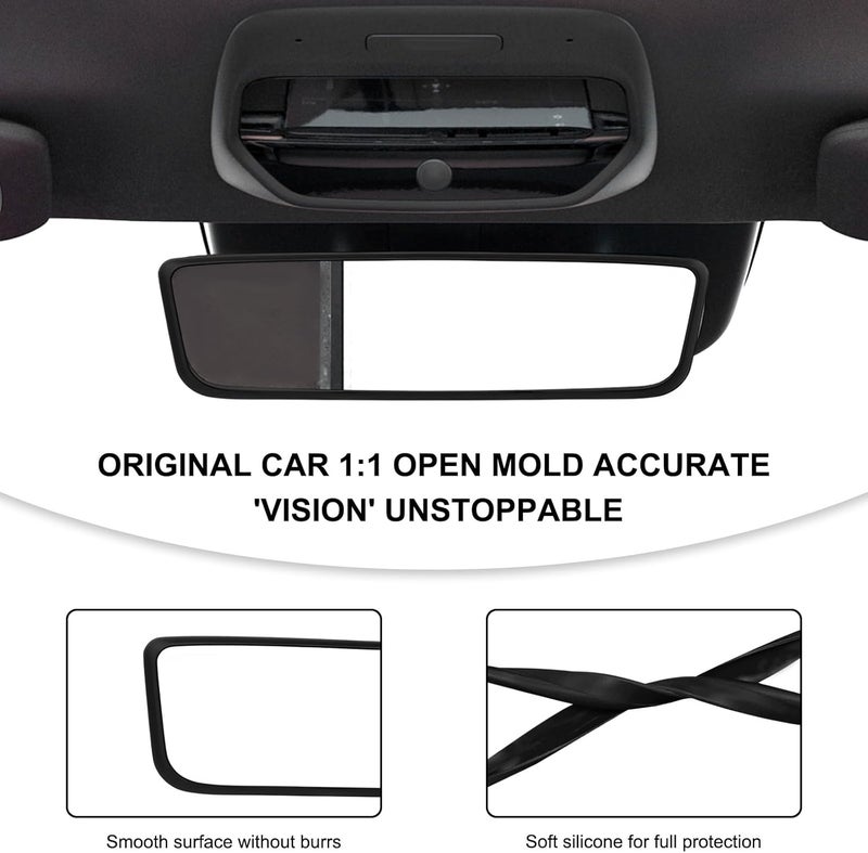 FSTURIOS Car Rear View Mirror Protector Frame, Silicone Rearview Mirror Edge Protective Cover, Automotive Mirrors Trim Frame Decoration Compatible with Model 3 Y X S Semi 2014-2024 (Black) - Image 3